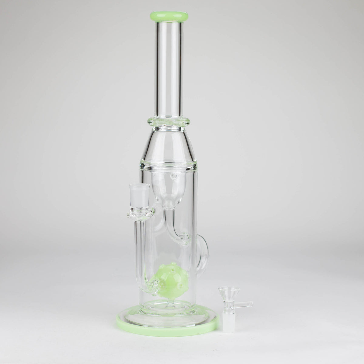 Recycler Bong With Showerhead Perc, Sphere Diffuser, and glass bowl piece