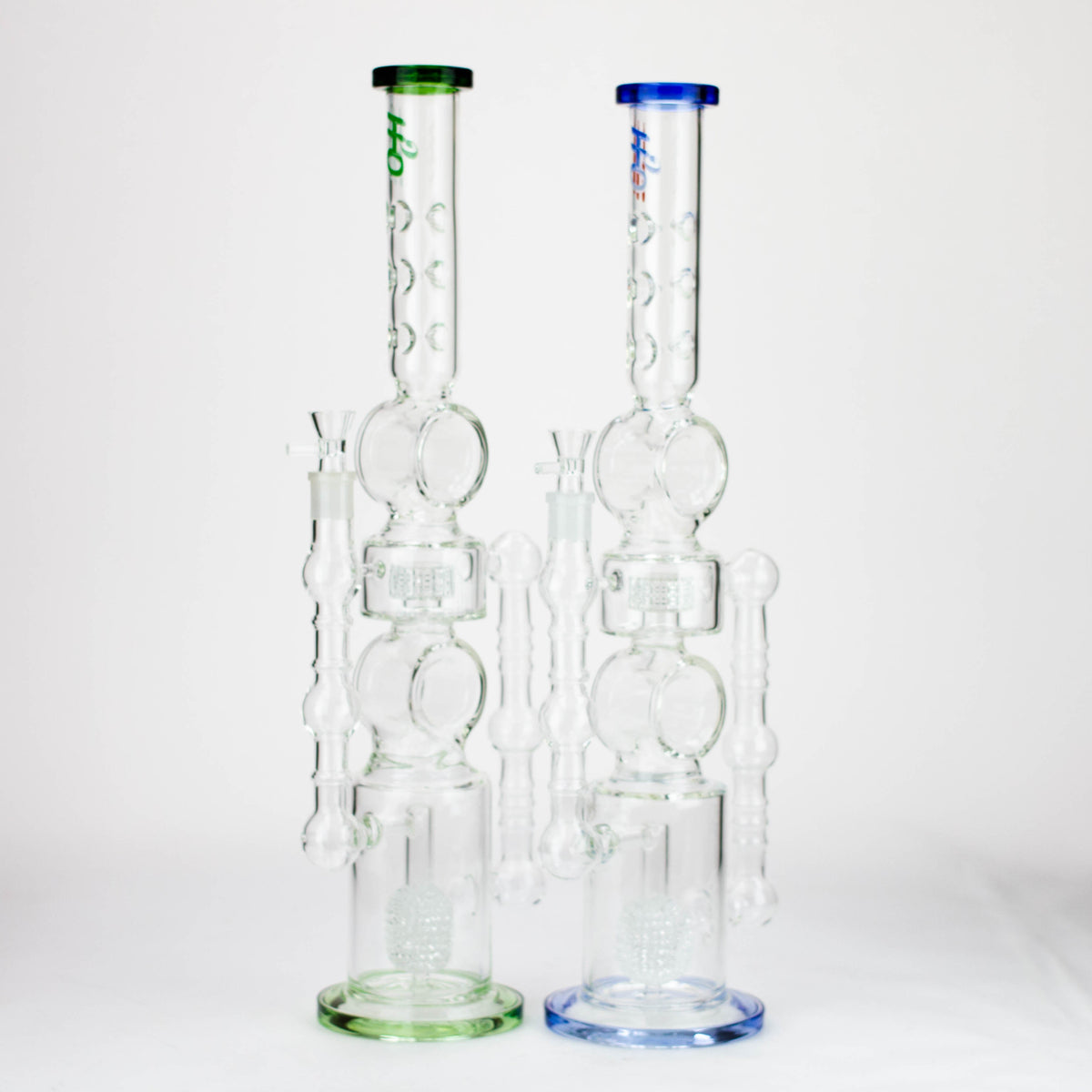 Two 22 Inch Recycler Bongs With Honeycomb Percs and inline Diffusers from H2O