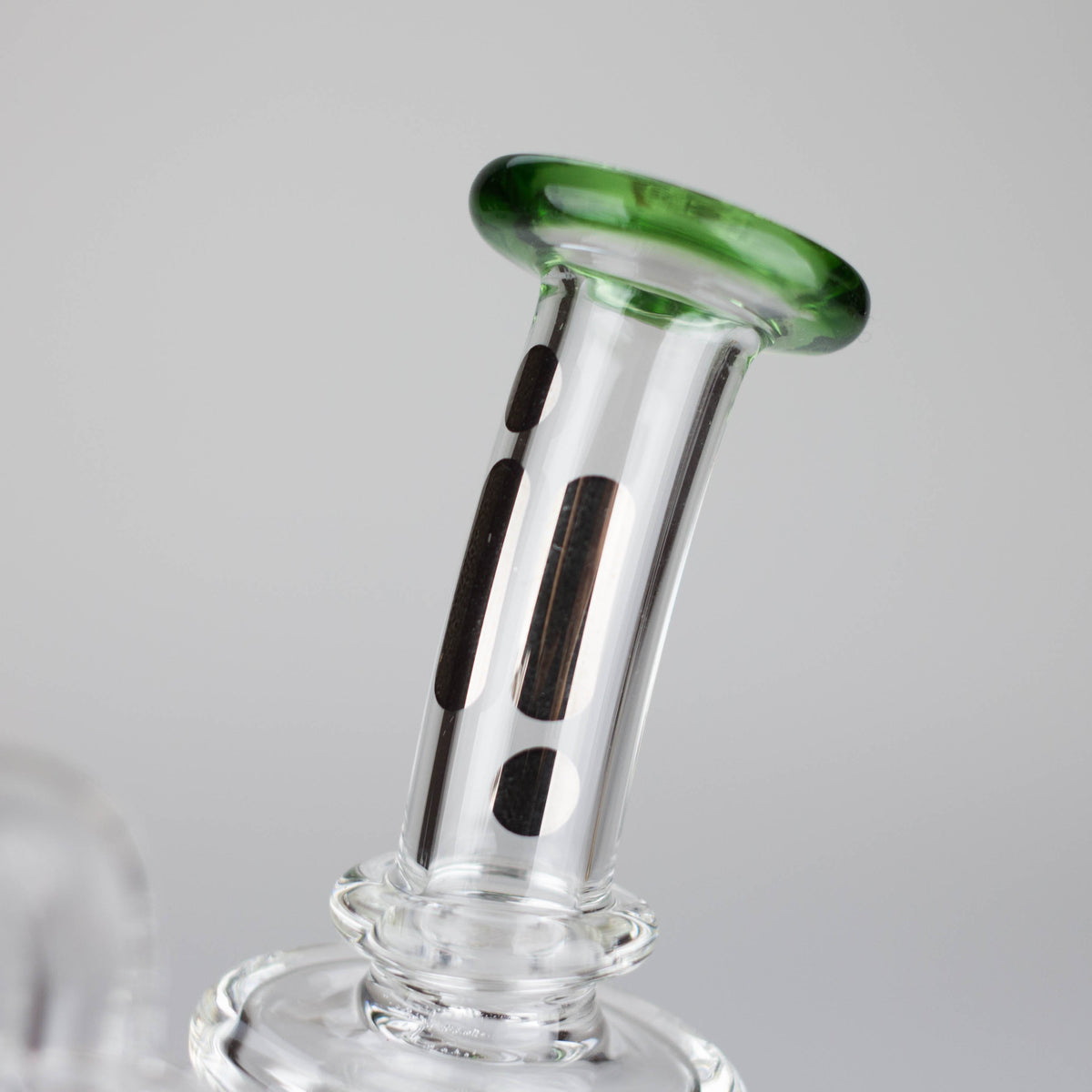 Bent Neck of the 6 Inch Recycler Dab Rig With Showerhead Diffuser by Infyniti Glass