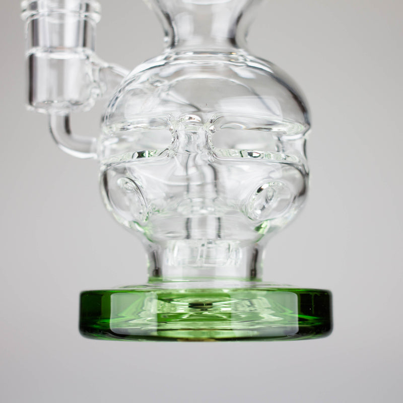 Base of the 6 Inch Recycler Dab Rig With Showerhead Diffuser by Infyniti Glass