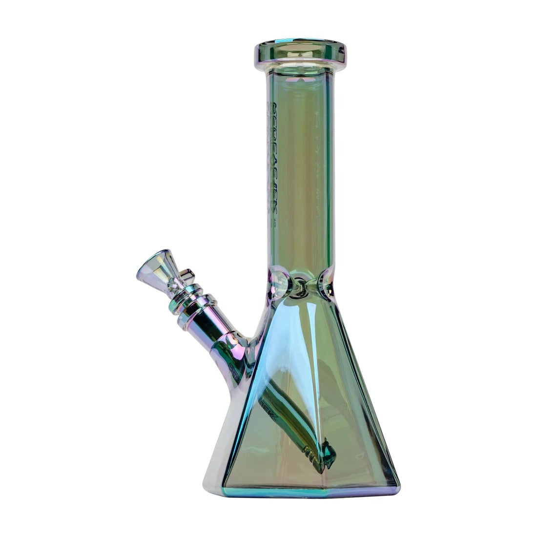 Red Eye Tek 10-inch Terminator Hex Base water pipe with reflective finish, angular base and long neck