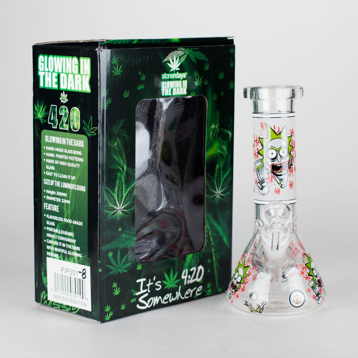 Packaging for the Rick And Morty Clowning Around Beaker Bong