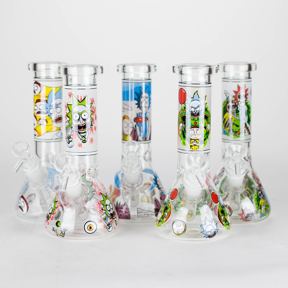 Six Rick And Morty Clowning Around Beaker Bongs