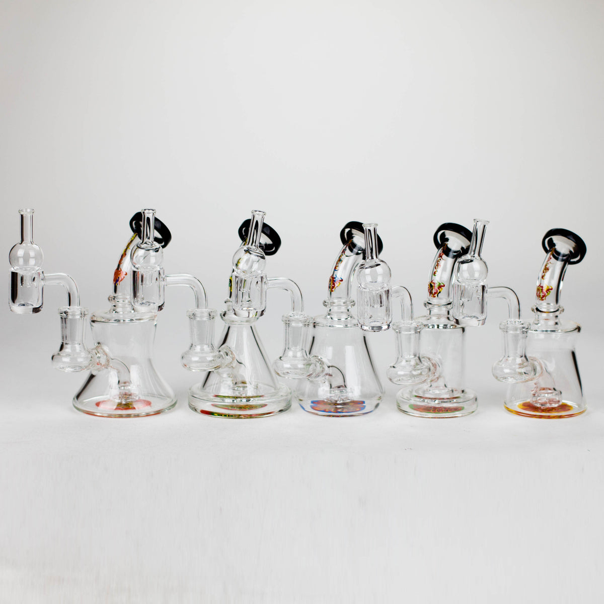 Five 10 Inch Shatter Rigs with Diffusers and Carb Caps From XTREME Glass