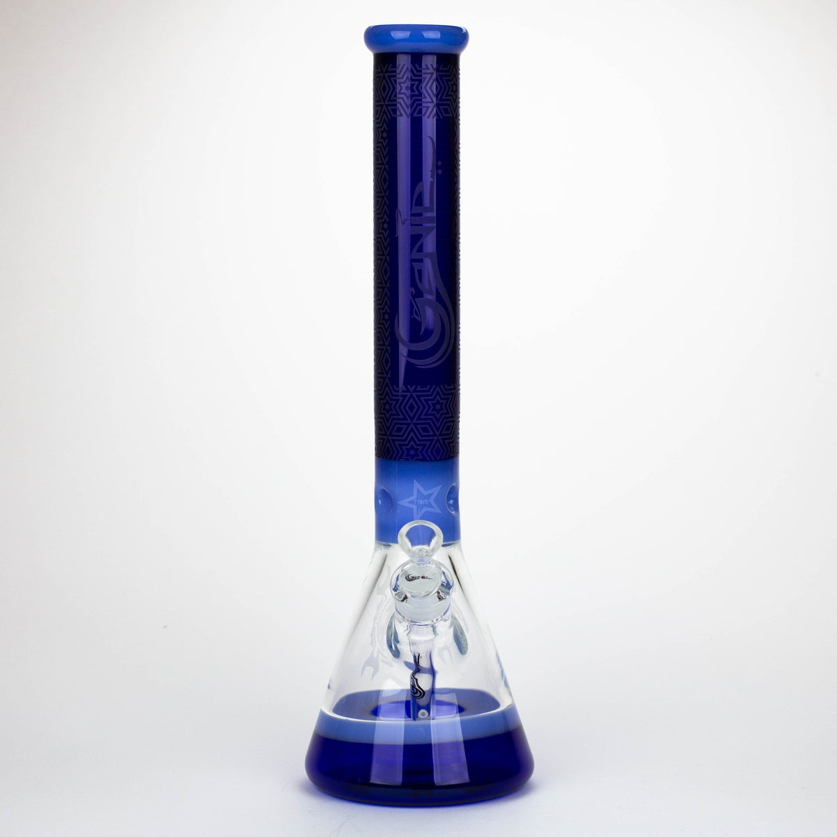 Front View of the Blue 17 Inch Shooting Star Beaker Bong by GENIE Glass