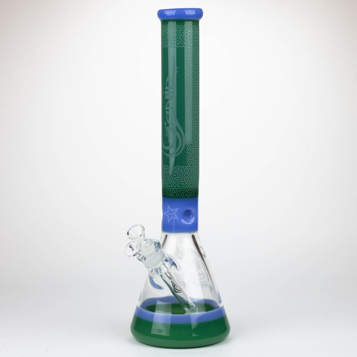 17 Inch Shooting Star Beaker Bong by GENIE Glass in Green