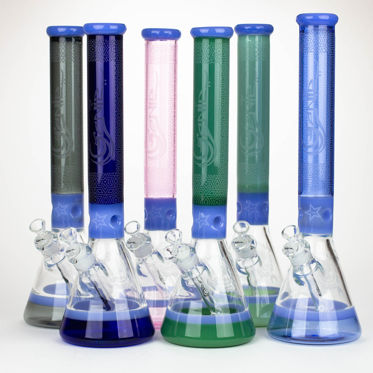 Six 17 Inch Shooting Star Beaker Bongs by GENIE Glass