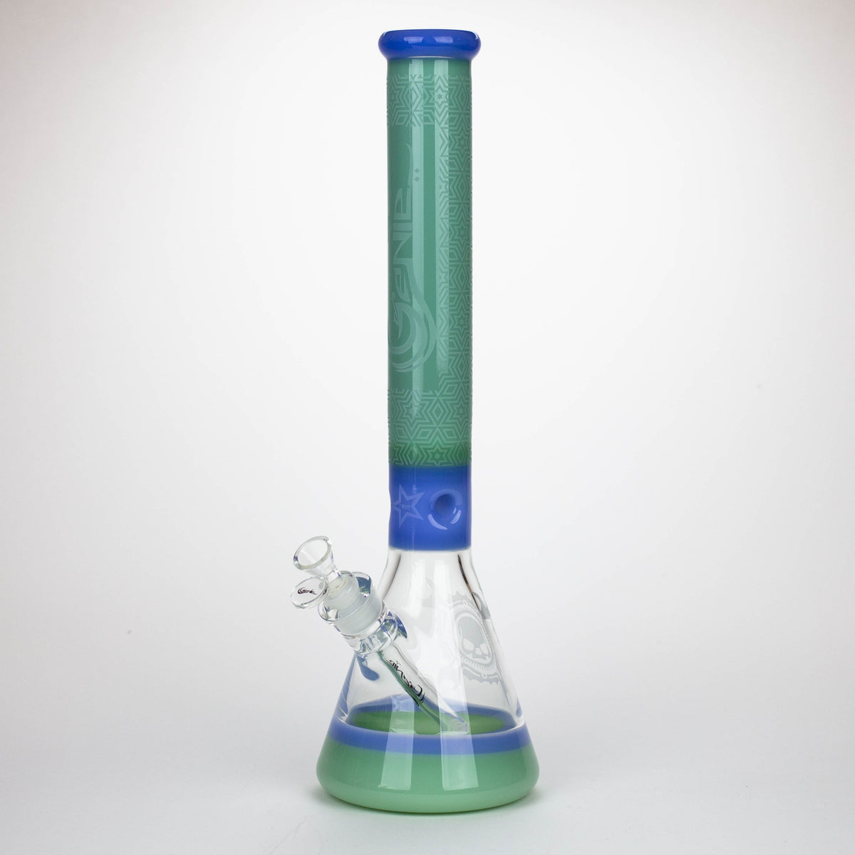 17 Inch Shooting Star Beaker Bong by GENIE Glass in Light Green