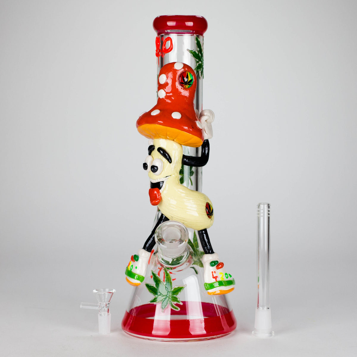 Shroomed TF Out Beaker Bong with bowl piece and downstem