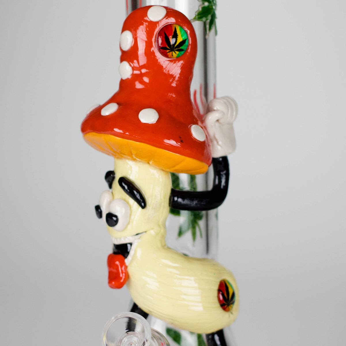 Shroomed TF Out Beaker Bong with colorful cartoon character
