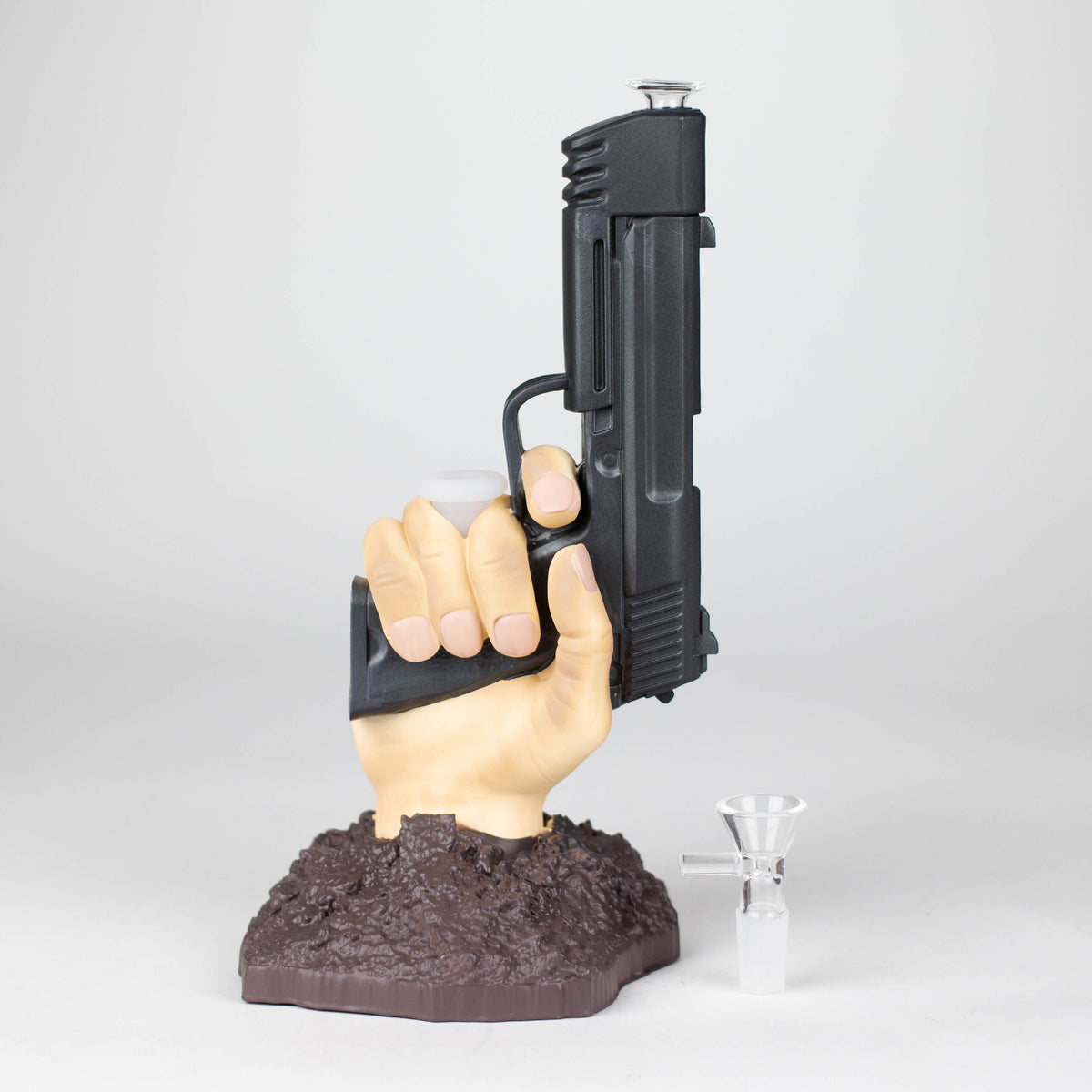 Side View of the 10 inch Pistol Bong in Black