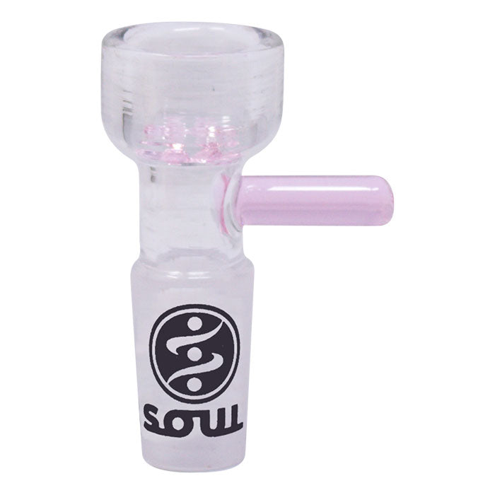 Soul Glass Minimalist Dot 14mm bowl in Pink with matching side handle