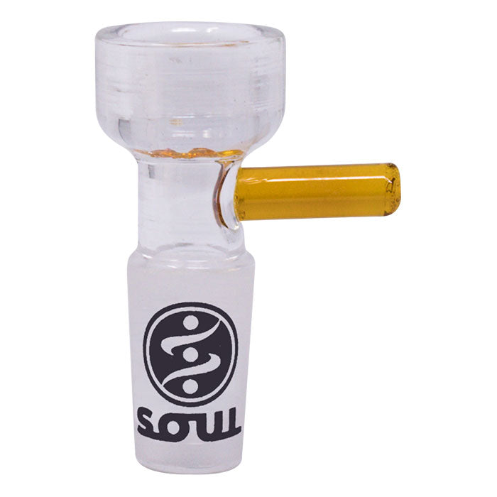 Soul Glass Minimalist Dot 14mm bowl in Yellow with matching side handle