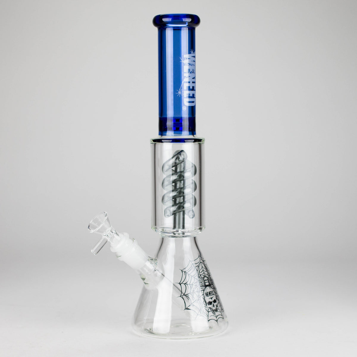 Spider Beaker Bong With Spiral Perc in Blue