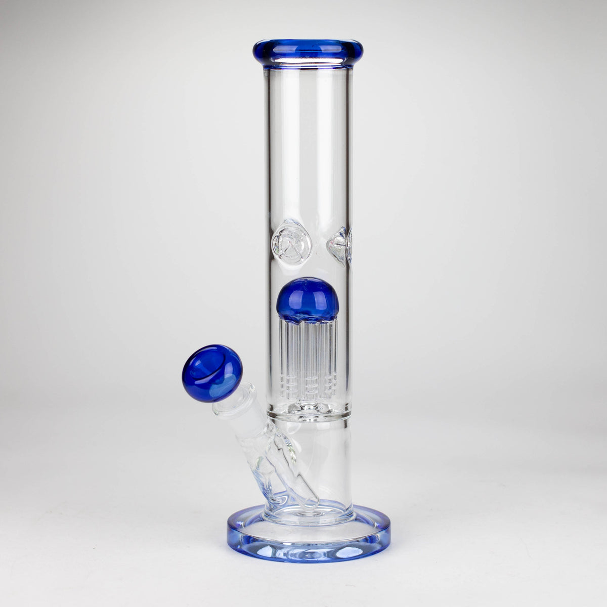 12 Inch Blue Straight Tube Glass Bong With Tree Percolator