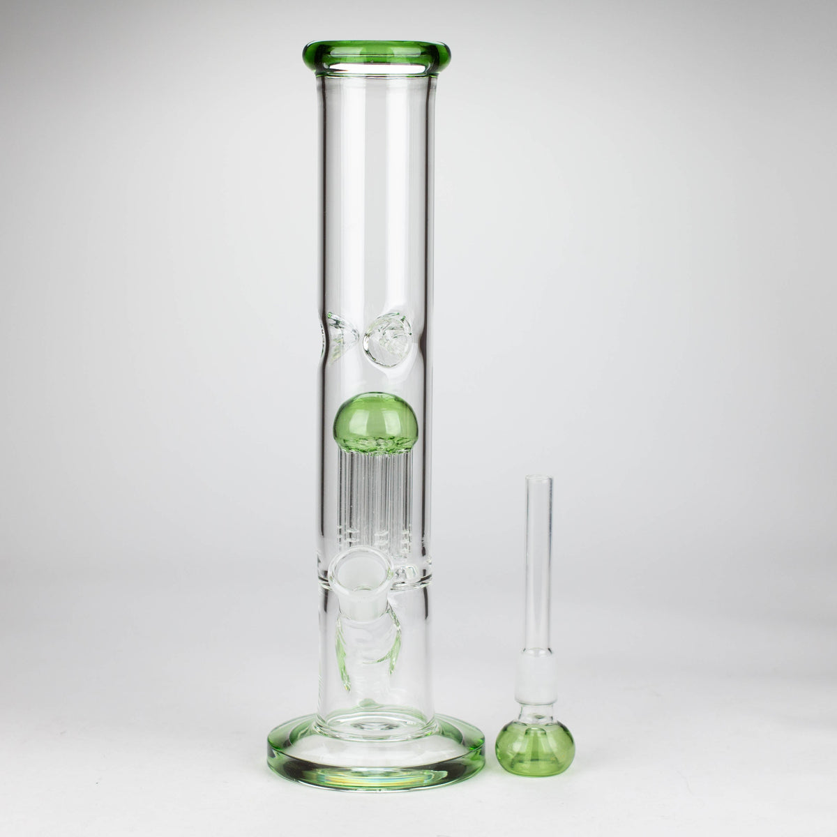 12 Inch Straight Tube Glass Bong With Tree Percolator and Herb Bowl Piece