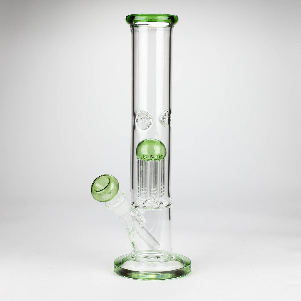 12 Inch Green Straight Tube Glass Bong With Tree Percolator