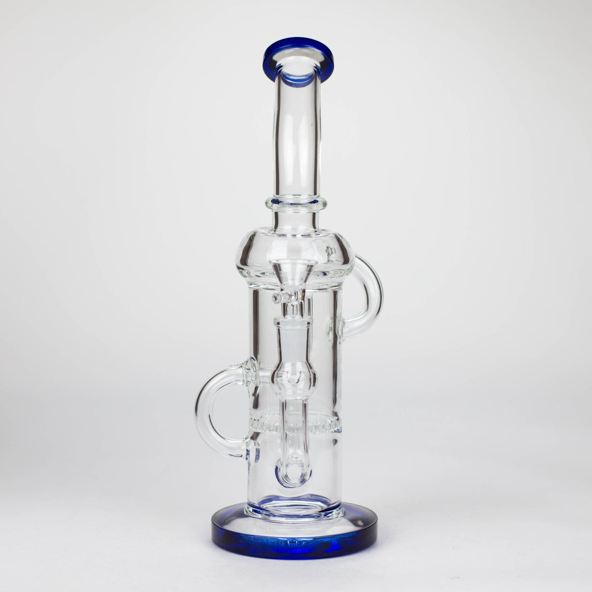 11 Inch Straight Tube Recycler Bong with Honeycomb Diffuser in Blue