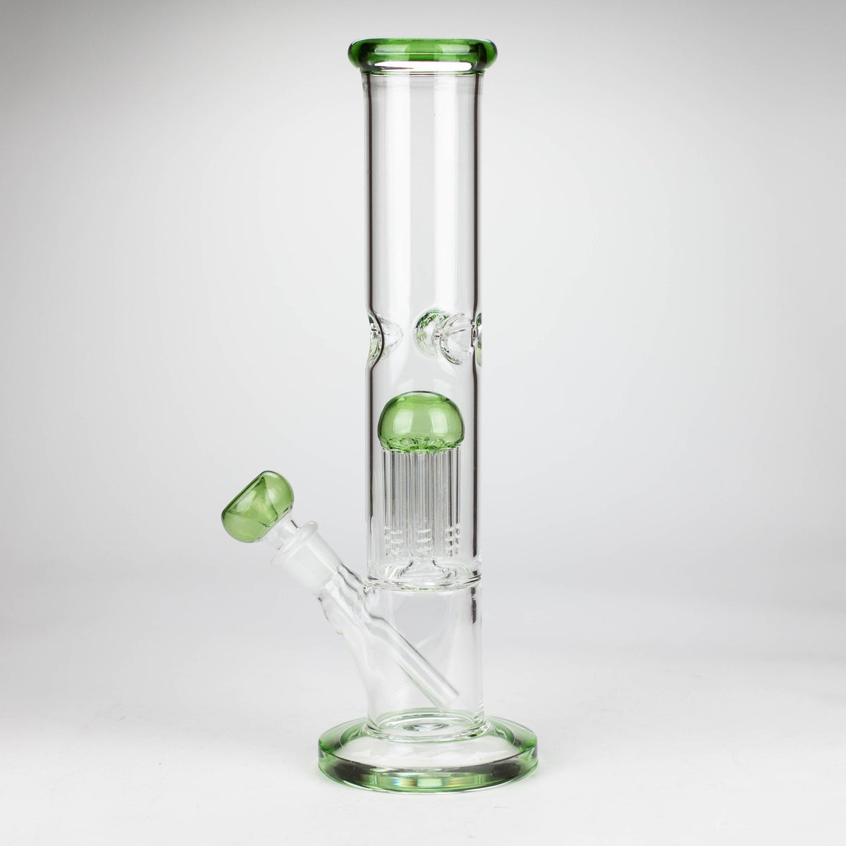 Side View of the 12 Inch Straight Tube Glass Bong With Tree Arm Percolator