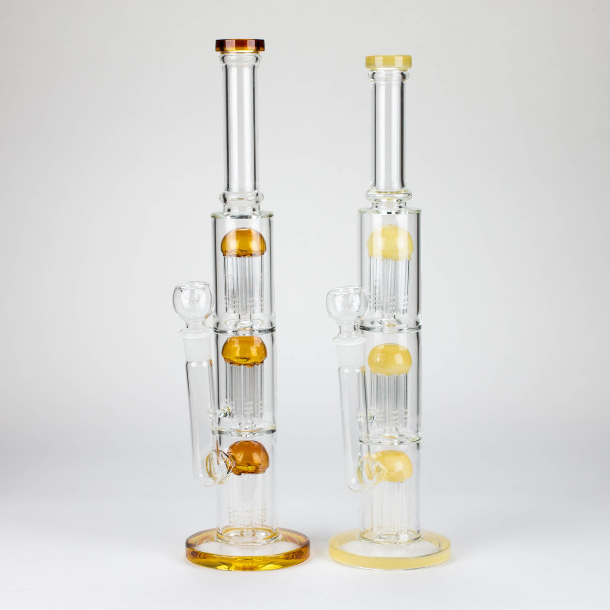 Two 16 Inch Straight Tube Dual Tree Perc Bongs With Diffuser 