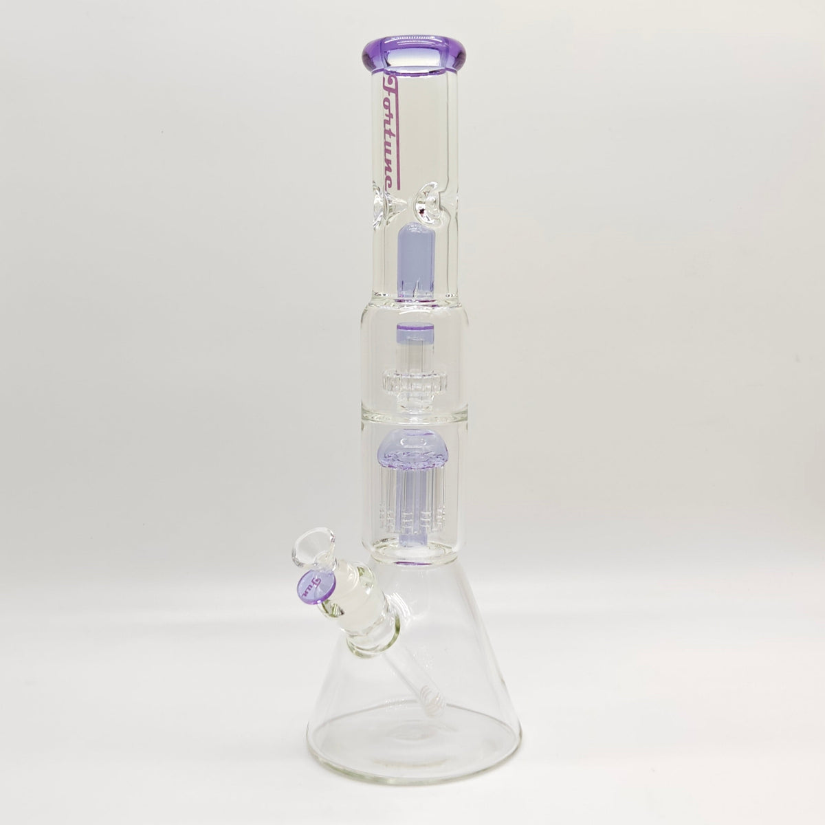 Purple Thick Double-Disk Perc Beaker Bong 