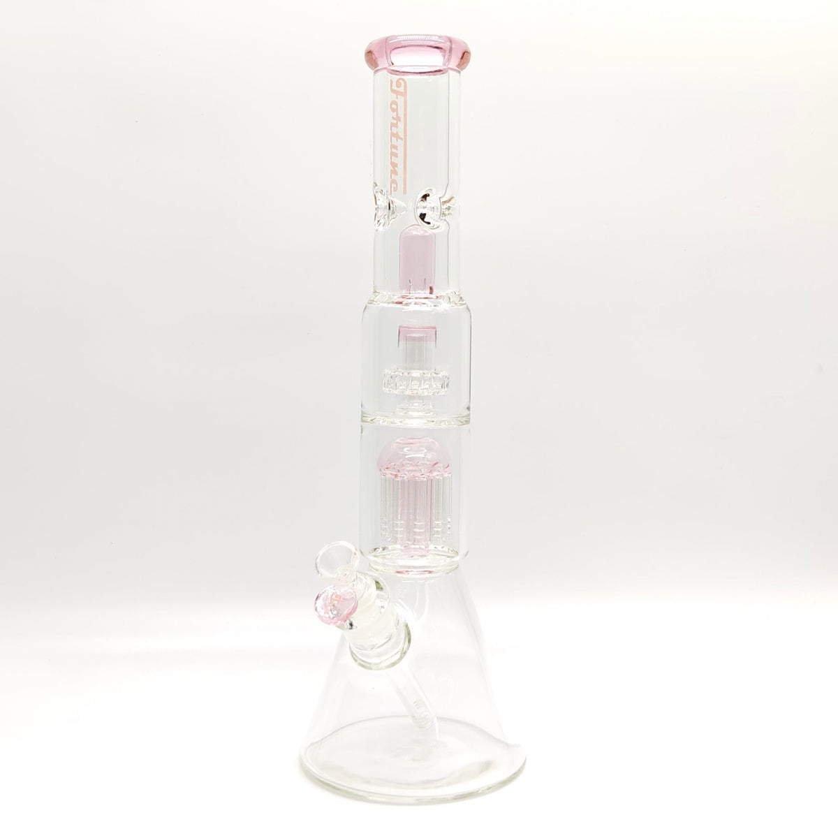 Fortune Thick Double-Disk Perc Beaker Bong in Pink