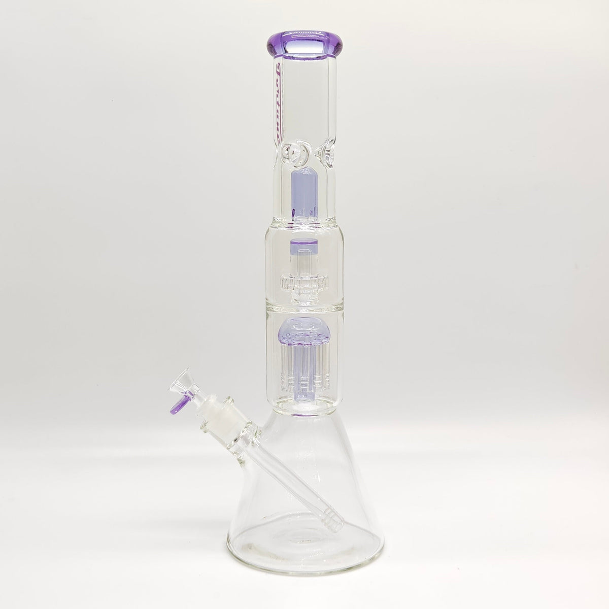 Fortune Thick Double-Disk Perc Beaker Bong in Purple