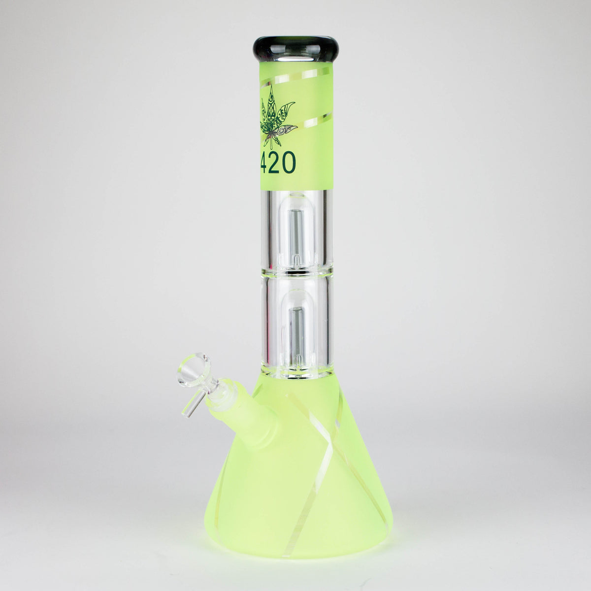 420 thick Double Perc Beaker Bong in Lime Green