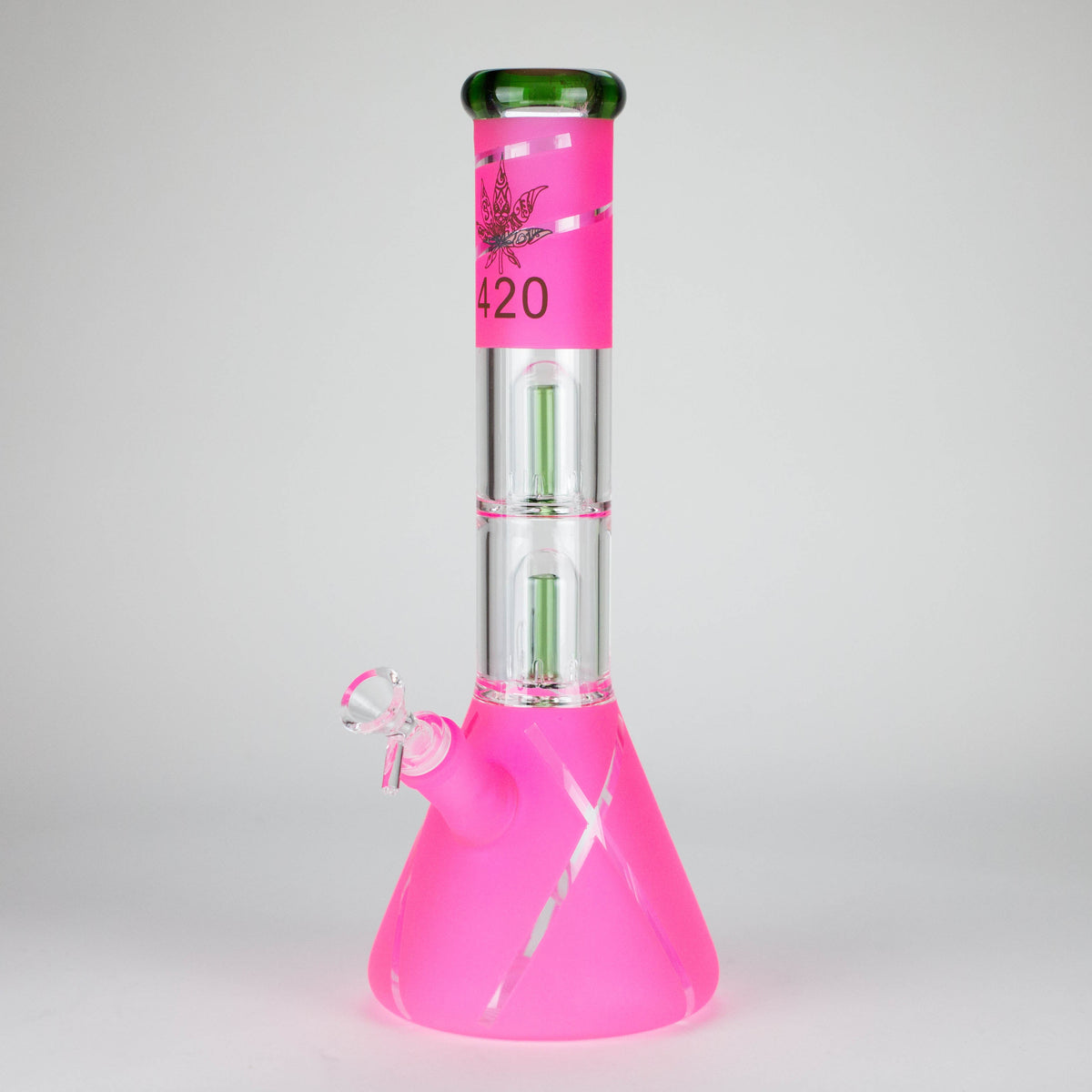 420 thick Double Perc Beaker Bong in Pink