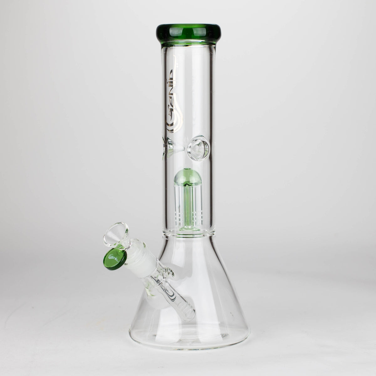 12" Green Tree Perc Beaker Bong by GENIE Glass