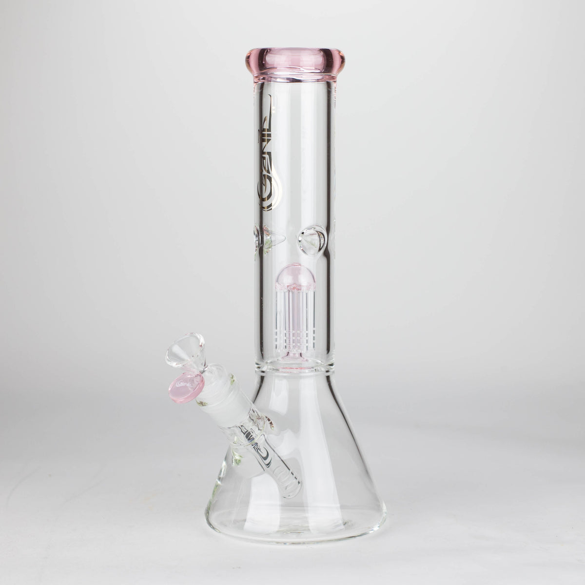 12" Pink Tree Perc Beaker Bong by GENIE Glass