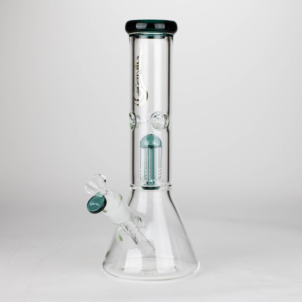 12" Teal Tree Perc Beaker Bong by GENIE Glass