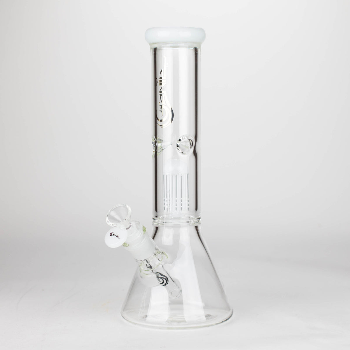 12" White Tree Perc Beaker Bong by GENIE Glass