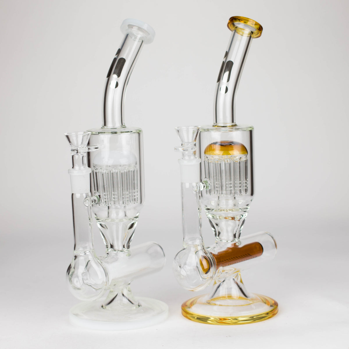 Two 13.5 Inch Tree Perc Bongs With Inline Diffuser from Infyniti Glass