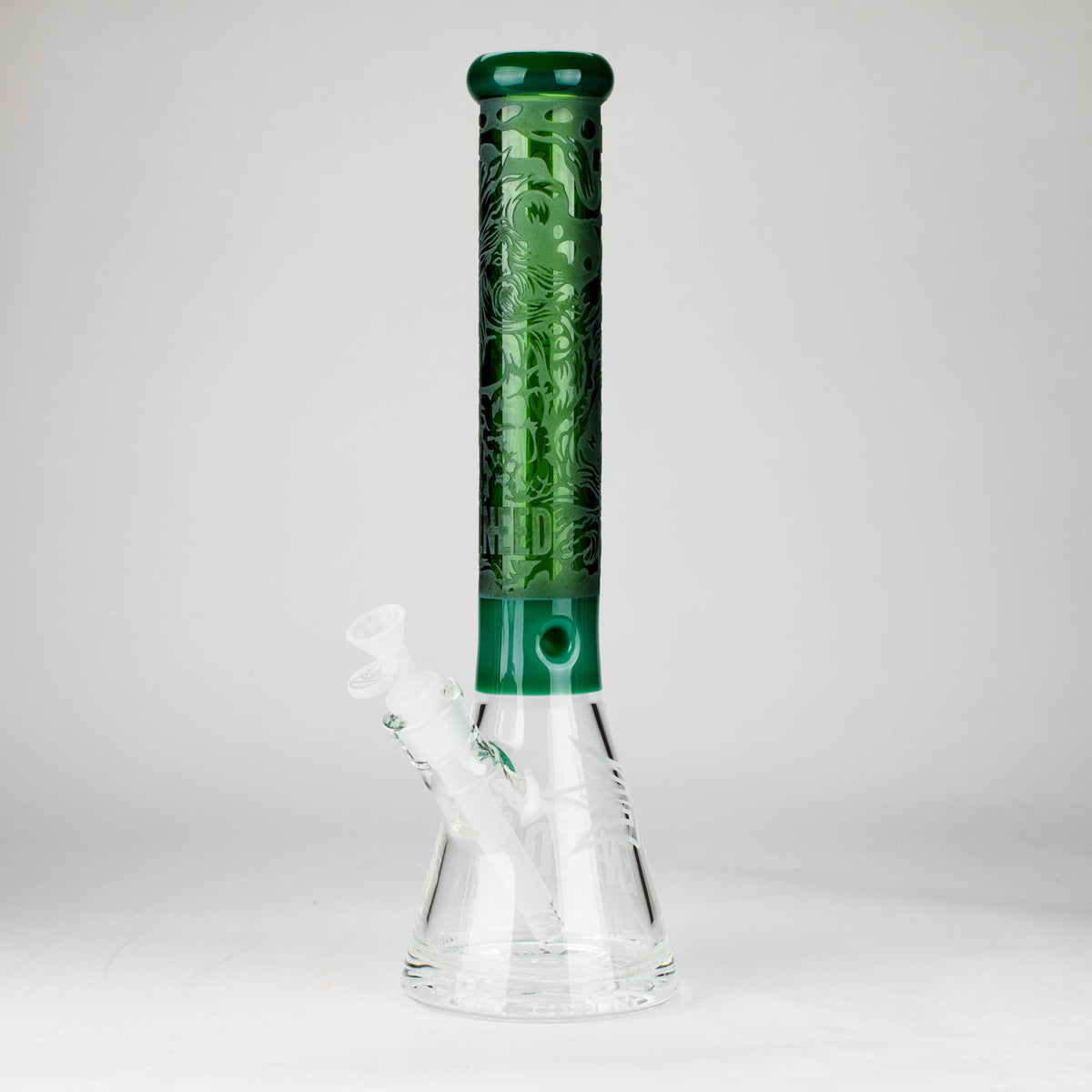 15 Inch Trident Glass Beaker Bong in Green