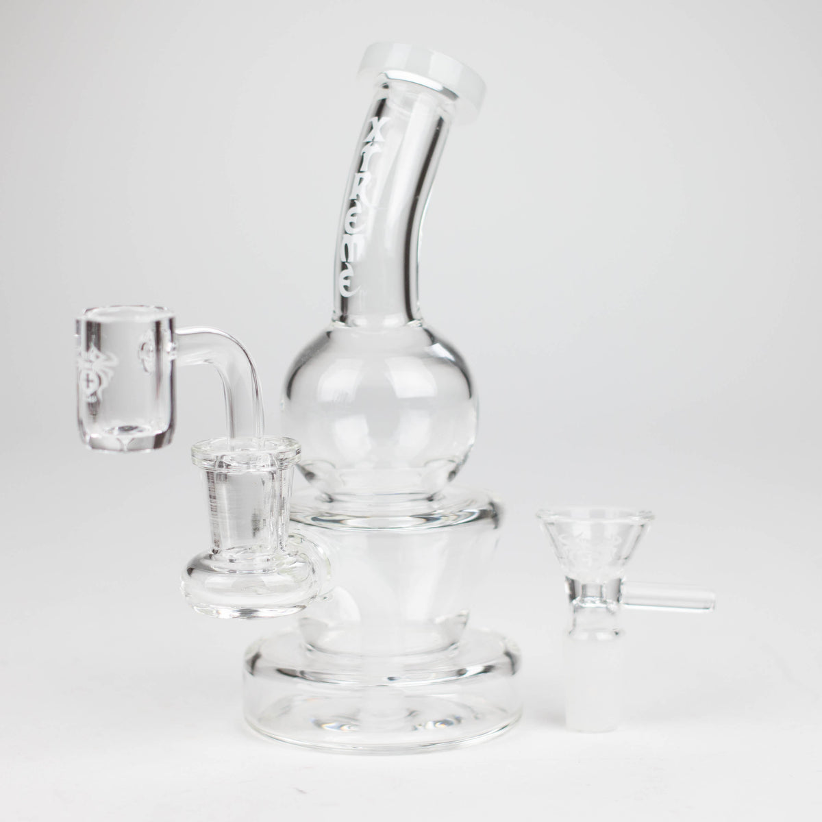 White 7 Inch Mini Dab Rig Hybrid by XTREME Glass