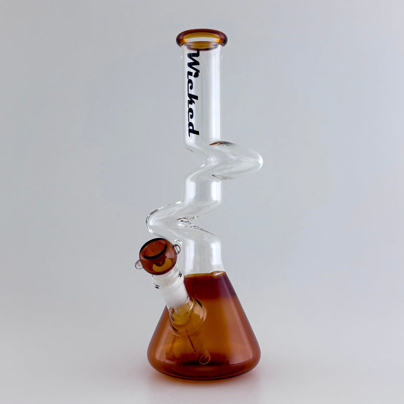 Wicked Zig-Zag Beaker Bong in Brown