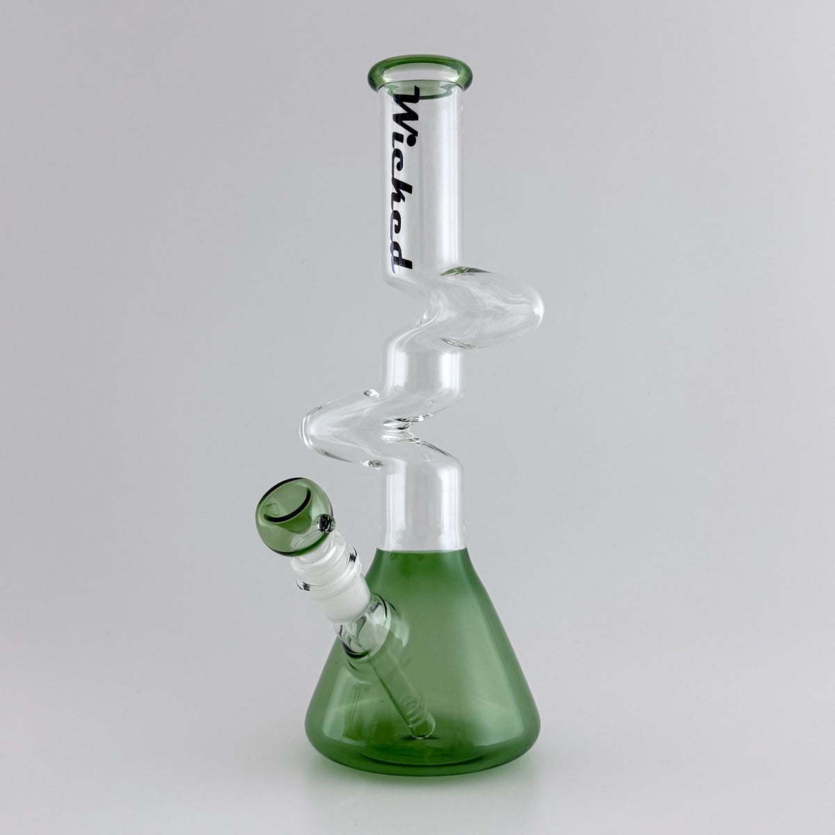 Wicked Zig-Zag Beaker Bong in Green