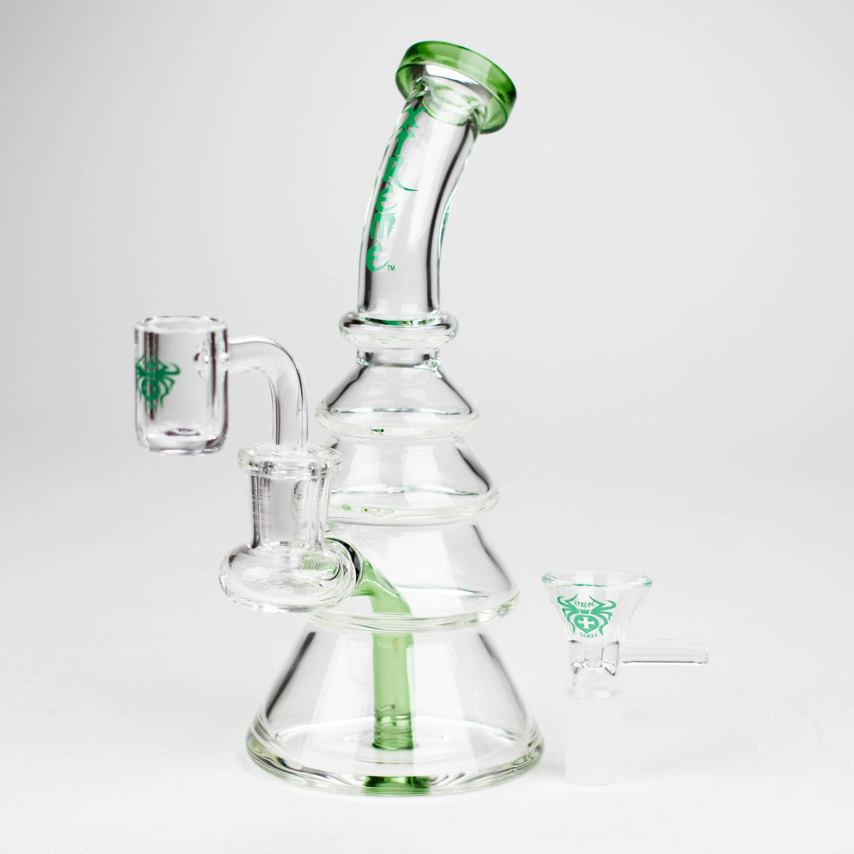 7-Inch Christmas Tree Dab Rig Hybrid by XTREME Glass in Green