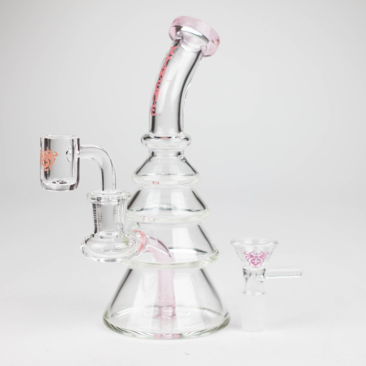 7-Inch Christmas Tree Dab Rig Hybrid by XTREME Glass in Pink