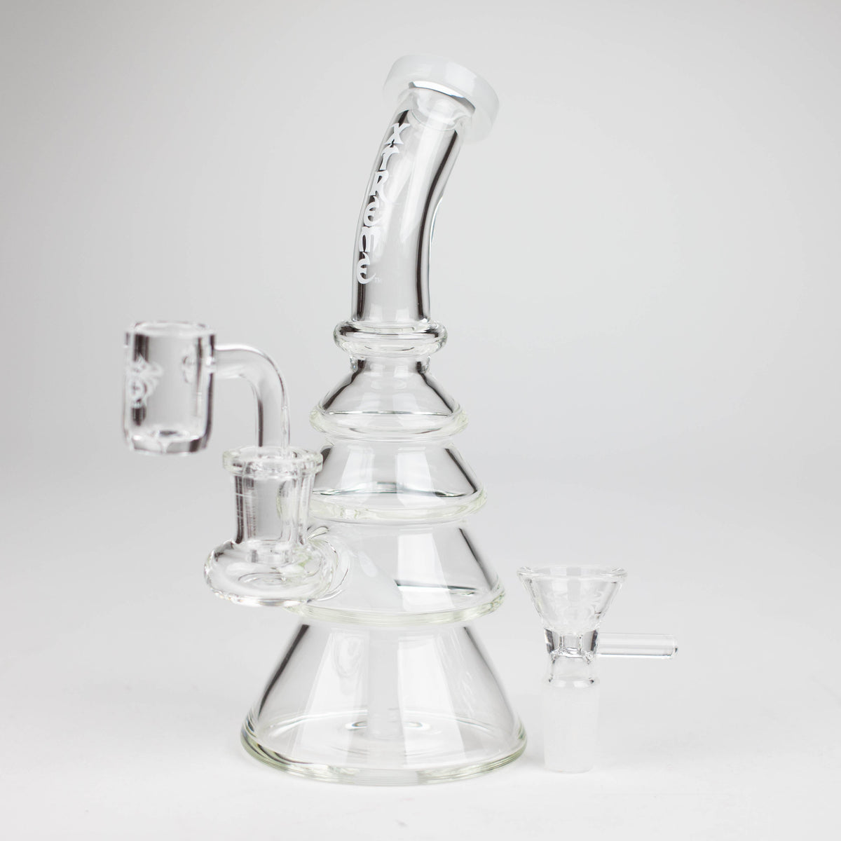 7-Inch Christmas Tree Dab Rig Hybrid In White by XTREME Glass