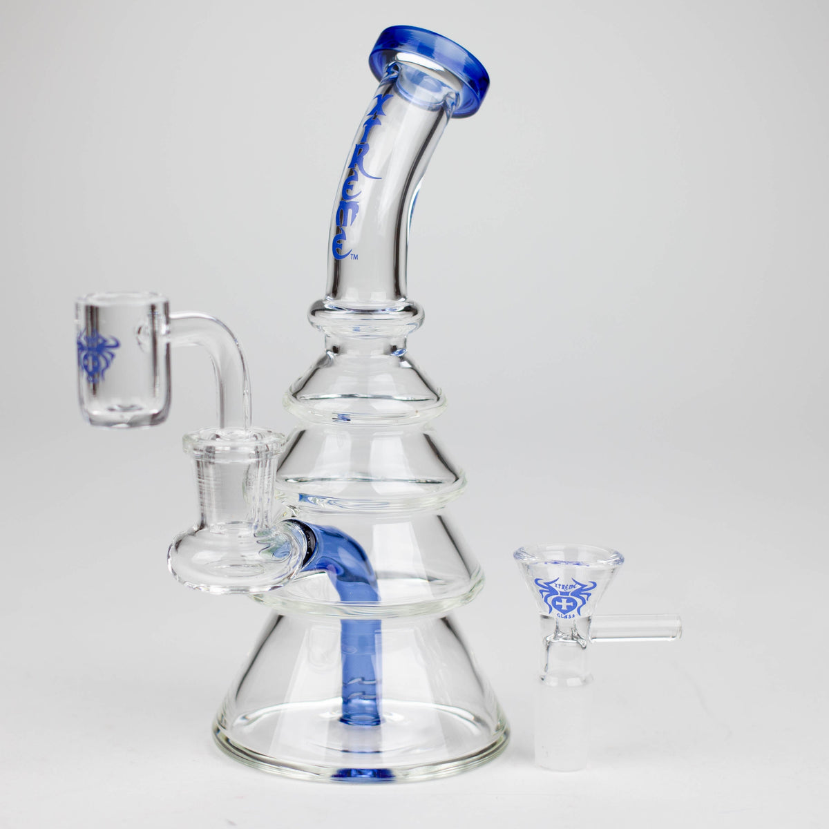 7-Inch Christmas Tree Dab Rig and bong combo with quartz banger and bowl piece by XTREME Glass