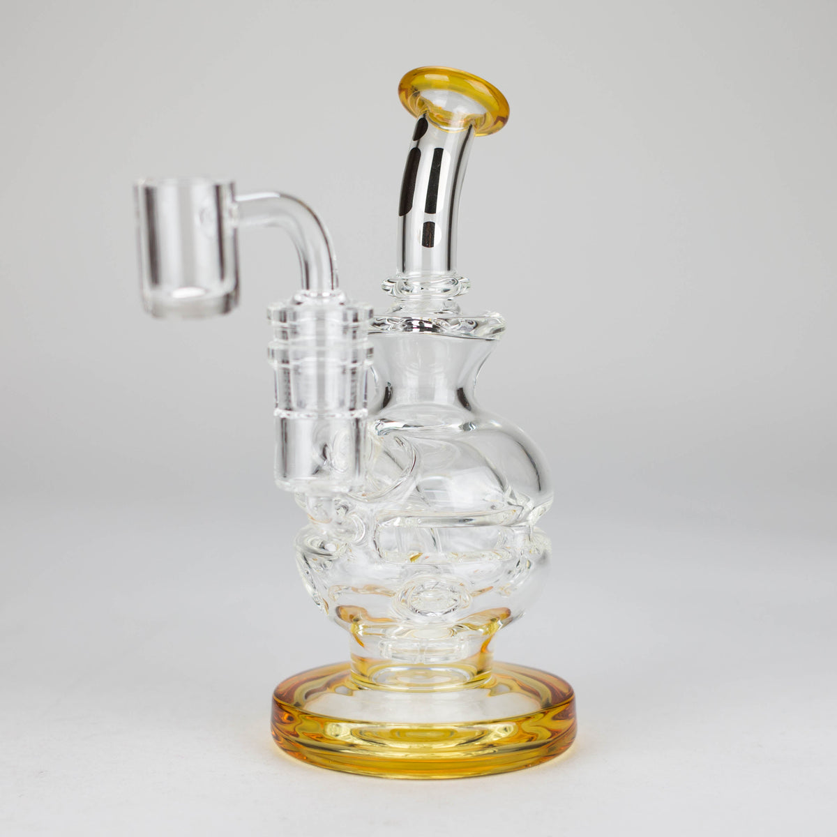 6 Inch Yellow Recycler Dab Rig With Showerhead Diffuser by Infyniti Glass