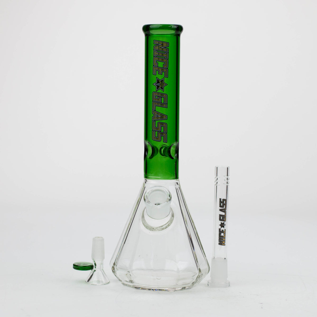 11 Inch 12 Sided Pyramid Beaker Bong with bowl piece and downstem from Nice Glass