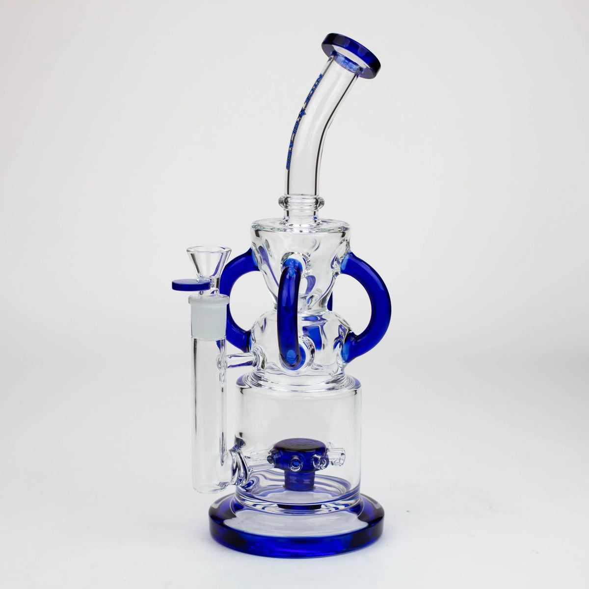 Nice Glass 11 inch Sprocket 4-Arm Blue Perc Recycler Bong