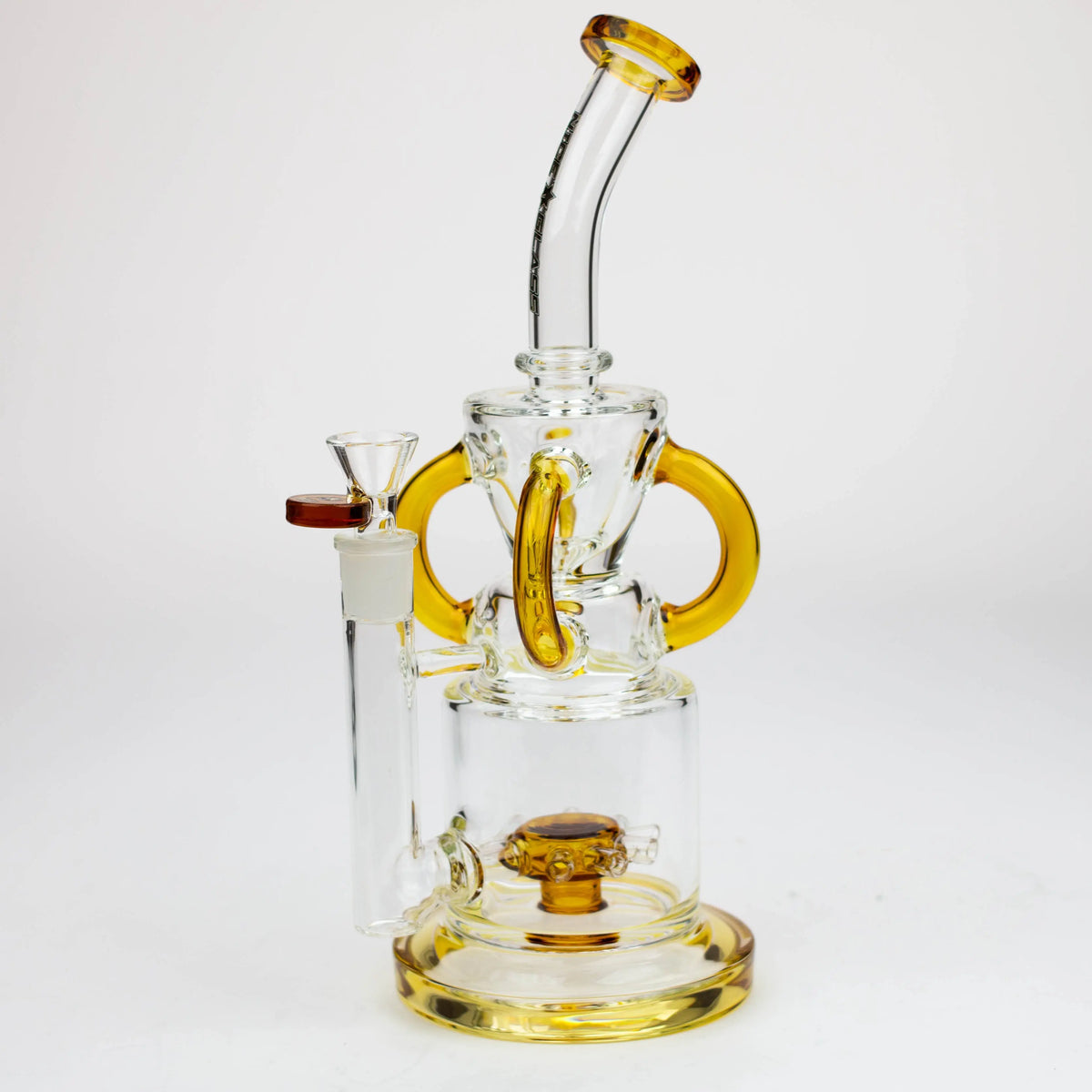 Nice Glass 11 inch Sprocket 4-Arm Gold Perc Recycler Bong