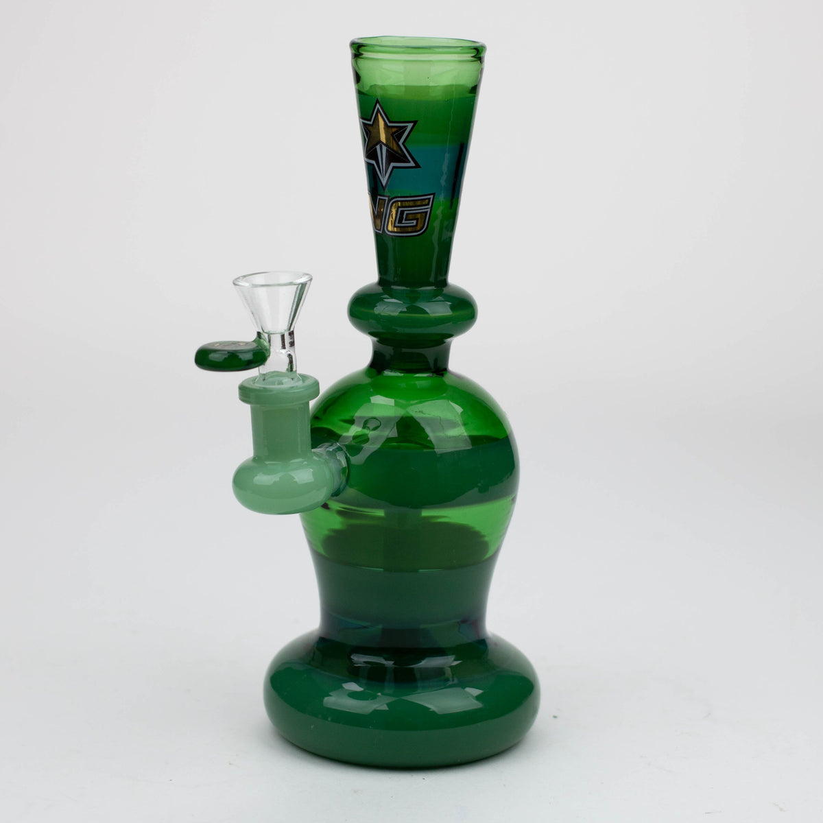 Nice Glass 9 inch Flared Neck Green Percolator Bong