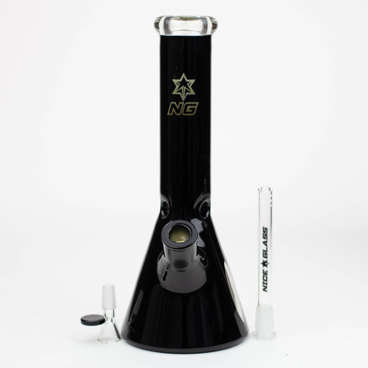 NG-13 inch Metallic Wrap Glass Beaker Bong Black Front View