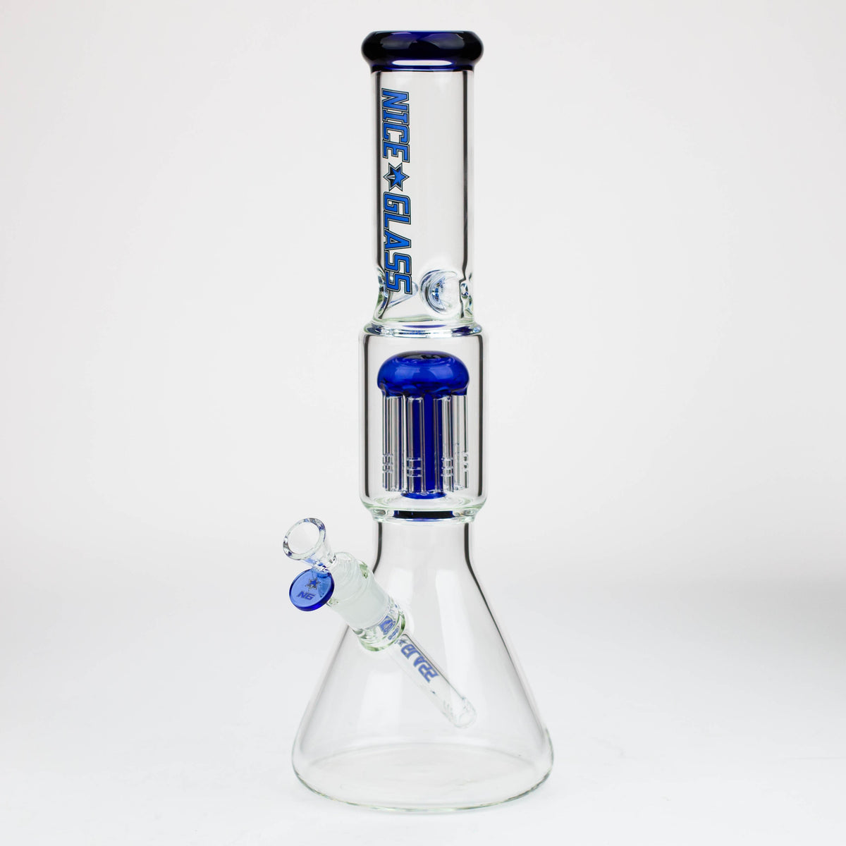 Nice Glass 16" 8-Arm Tree Perc Beaker Bong Side View