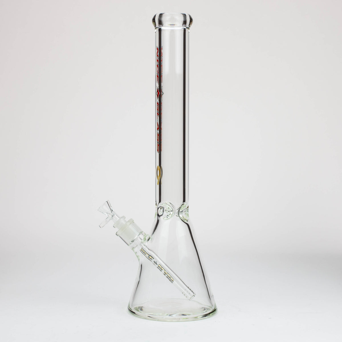 Red 18-Inch Nice Glass Beaker Bong viewed from side.